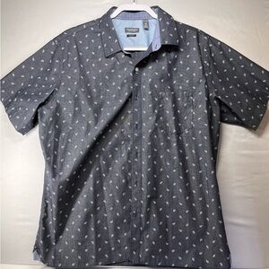 Van‎ Heusen Charcoal Patterned Button Down Slim fit Never tuckShirt